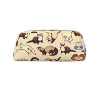 DNBCLEZK Hairy Ferret Customizable Leather Zipper Pencil Case, Full-Print Design School and Office Stationery Holder (Personalized Pattern)