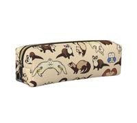 DNBCLEZK Hairy Ferret Cute Leather Pencil Case,Premium Smooth Zipper Durable Metal Puller,Full-Print Designer Stationery Organizer for School Office