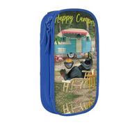 DNBCLEZK Happy Camper Double Layer Large Capacity Pencil Case,Print Polyester Oxford-Cloth Stationery Pouch with Multi Slots, Multi-Compartment Storage Bag