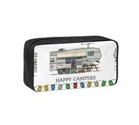 DNBCLEZK Happy Camper Simple Large-Capacity Pencil Case with Full Print,600d Oxford-Fabric,Durable Sturdy,Smooth Zipper, Pen Holder for School Office Travel
