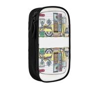 DNBCLEZK Happy Campers Double Layer Large Capacity Pencil Case,Print Polyester Oxford-Cloth Stationery Pouch with Multi Slots, Multi-Compartment Storage Bag