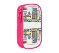 DNBCLEZK Happy Campers Double Layer Large Capacity Pencil Case,Print Polyester Oxford-Cloth Stationery Pouch with Multi Slots, Multi-Compartment Storage Bag