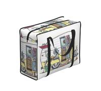 DNBCLEZK Happy Campers Large Tote Shopping Bag With Artistic Print,Water-Resistant Oxford-Fabric,Heavy Duty Carry Handles (28cm)