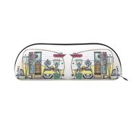 DNBCLEZK Happy Campers Leather Pencil Case for Girls Boys,Print Cute Personalised Pencil Case Stationery Storage Bags