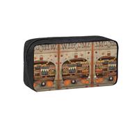 DNBCLEZK Happy Fall Camper Simple Large-Capacity Pencil Case with Full Print,600d Oxford-Fabric,Durable Sturdy,Smooth Zipper, Pen Holder for School Office Travel