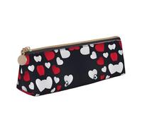 DNBCLEZK Happy Valentine's Day Cute Leather Triangular Pencil Case,Premium Smooth Zipper Durable Metal Puller,Full-Print Designer Stationery Organizer for School Office