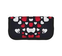 DNBCLEZK Happy Valentine's Day Large Canvas Pencil Case with Full Print Black Trim,Multipurpose Makeup Bag Organizer, Double Zipper Closure (19x9x5 Cm)