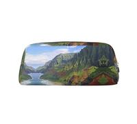 DNBCLEZK Hawaii Seashore Customizable Leather Zipper Pencil Case, Full-Print Design School and Office Stationery Holder (Personalized Pattern)