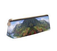 DNBCLEZK Hawaii Seashore Cute Leather Triangular Pencil Case,Premium Smooth Zipper Durable Metal Puller,Full-Print Designer Stationery Organizer for School Office