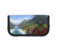 DNBCLEZK Hawaii Seashore Large Capacity Canvas Pencil Case with Full Print Black Trim,Multipurpose Makeup Bag Organizer, Double Zipper Closure (19x9x5 Cm)