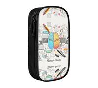 DNBCLEZK Human Brain Double Layer Large Capacity Pencil Case,Print Polyester Oxford-Cloth Stationery Pouch with Multi Slots, Multi-Compartment Storage Bag