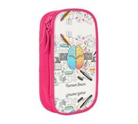DNBCLEZK Human Brain Double Layer Large Capacity Pencil Case,Print Polyester Oxford-Cloth Stationery Pouch with Multi Slots, Multi-Compartment Storage Bag