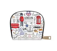 DNBCLEZK I Love London Pu Leather Semicircle Card Holder Wallet, Compact Zipper Card Case with 12 Card Slots 2 Main Compartments,Water-Resistant Small Purse