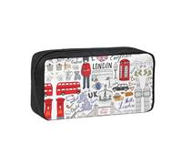 DNBCLEZK I Love London Simple Large-Capacity Pencil Case with Full Print,600d Oxford-Fabric,Durable Sturdy,Smooth Zipper, Pen Holder for School Office Travel