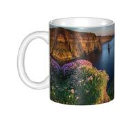DNBCLEZK Ireland Outdoors County Clare The Cliffs Eco-Friendly Ceramic Coffee Mug with Full Wrap Print,Thickened Anti-Slip Base Comfort Grip Handle,Handcrafted Ceramic Cup