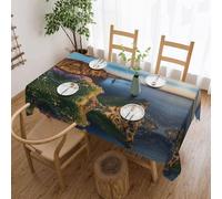 DNBCLEZK Ireland Outdoors County Clare The Cliffs Square Tablecloth 54x72 Inch Waterproof Polyester Table Cloth With Lace Edge,Wrinkle Resistant Washable Fabric For Dining Table
