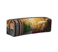 DNBCLEZK Italian Old Street Cute Leather Pencil Case,Premium Smooth Zipper Durable Metal Puller,Full-Print Designer Stationery Organizer for School Office