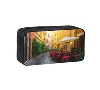 DNBCLEZK Italian Old Street Simple Large-Capacity Pencil Case with Full Print,600d Oxford-Fabric,Durable Sturdy,Smooth Zipper, Pen Holder for School Office Travel