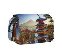 DNBCLEZK Japan Mount Fuji Landscape Double Layer Flip-Top Pencil Case,Large Capacity 50 Pens Organizer, Durable Polyester Stationery Holder for School, Art Travel (All-Over Print)