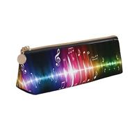 DNBCLEZK Jumping Musical Notes Cute Leather Triangular Pencil Case,Premium Smooth Zipper Durable Metal Puller,Full-Print Designer Stationery Organizer for School Office