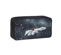 DNBCLEZK Ladybug On Flower Simple Large-Capacity Pencil Case with Full Print,600d Oxford-Fabric,Durable Sturdy,Smooth Zipper, Pen Holder for School Office Travel