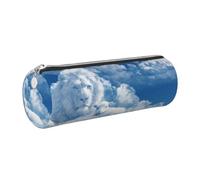 DNBCLEZK Lamb with A Lion On The Clouds Cylinder Leather Pencil Case, Multifunctional Full Print Cross Grain PVC Pen Pouch,Lightweight Portable Stationery Bag