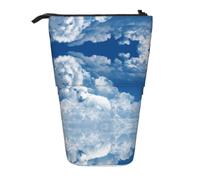 DNBCLEZK Lamb with A Lion On The Clouds Expandable Pencil Case,Oxford-Fabric Telescopic Pencil Pouch with Zipper, Portable Multifunctional Stationery Bag