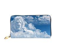 DNBCLEZK Lamb with A Lion On The Clouds Long Leather Wristlet Wallet with Dual-Sided Print-Large Capacity Organizer with 12 Card Slots,Zippered Coin Pocket and Multiple Compartments