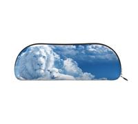 DNBCLEZK Lamb with A Lion On The Clouds Semicircular Pencil Case, Full-Pattern Printed Pen Pouch, Premium PVC Cross-Grain Leather with Polyester Lining