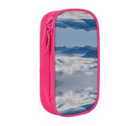 DNBCLEZK Landscape with Mountains and Clouds Double Layer Large Capacity Pencil Case,Print Polyester Oxford-Cloth Stationery Pouch with Multi Slots, Multi-Compartment Storage Bag