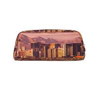 DNBCLEZK Las Vegas Sunset Customizable Leather Zipper Pencil Case, Full-Print Design School and Office Stationery Holder (Personalized Pattern)