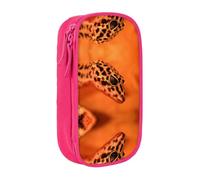 DNBCLEZK Leopard Little Gecko Double Layer Large Capacity Pencil Case,Print Polyester Oxford-Cloth Stationery Pouch with Multi Slots, Multi-Compartment Storage Bag