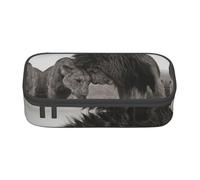DNBCLEZK Lion and Lioness Large Canvas Pencil Case with Compartments for Girls Boys,Personalised Printed Stationery Storage Case