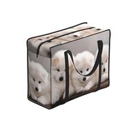 DNBCLEZK Little White Dogs Pattern Large Tote Shopping Bag With Artistic Print,Water-Resistant Oxford-Fabric,Heavy Duty Carry Handles (28cm)