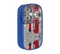 DNBCLEZK London Red Telephone Booth Double Layer Large Capacity Pencil Case,Print Polyester Oxford-Cloth Stationery Pouch with Multi Slots, Multi-Compartment Storage Bag