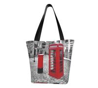 DNBCLEZK London Red Telephone Booth Women'S Printed Tote Bag, Large Capacity Shoulder Handbag, Polyester Fabric With Foam Padding,Inner Security Pocket