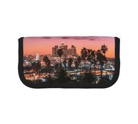 DNBCLEZK Los Angeles Palm Trees Large Cute Canvas Pencil Case for Girls Boys,Print Personalised Pencil Case Stationery Storage Bags