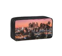 DNBCLEZK Los Angeles Palm Trees Simple Large-Capacity Pencil Case with Full Print,600d Oxford-Fabric,Durable Sturdy,Smooth Zipper, Pen Holder for School Office Travel