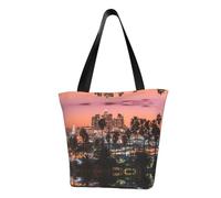DNBCLEZK Los Angeles Palm Trees Women'S Printed Tote Bag, Large Capacity Shoulder Handbag, Polyester Fabric With Foam Padding,Inner Security Pocket