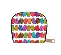 DNBCLEZK Macaron Biscuit Flavored Pastries Pu Leather Semicircle Card Holder Wallet, Compact Zipper Card Case with 12 Card Slots 2 Main Compartments,Water-Resistant Small Purse