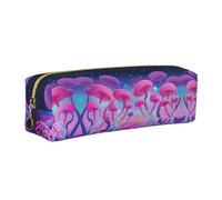 DNBCLEZK Magic Mushroom Cute Leather Pencil Case,Premium Smooth Zipper Durable Metal Puller,Full-Print Designer Stationery Organizer for School Office