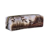 DNBCLEZK Mallard Ducks Cute Leather Pencil Case,Premium Smooth Zipper Durable Metal Puller,Full-Print Designer Stationery Organizer for School Office