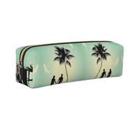 DNBCLEZK Married Couple Walking On The Beach Cute Leather Pencil Case,Premium Smooth Zipper Durable Metal Puller,Full-Print Designer Stationery Organizer for School Office