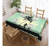 DNBCLEZK Married Couple Walking On The Beach Square Tablecloth 54x72 Inch Waterproof Polyester Table Cloth With Lace Edge,Wrinkle Resistant Washable Fabric For Dining Table