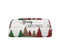 DNBCLEZK Merry Christmas Customizable Leather Zipper Pencil Case, Full-Print Design School and Office Stationery Holder (Personalized Pattern)
