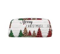DNBCLEZK Merry Christmas Customizable Leather Zipper Pencil Case, Full-Print Design School and Office Stationery Holder (Personalized Pattern)
