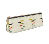 DNBCLEZK Mid Century Modern Prints Cute Leather Triangular Pencil Case,Premium Smooth Zipper Durable Metal Puller,Full-Print Designer Stationery Organizer for School Office