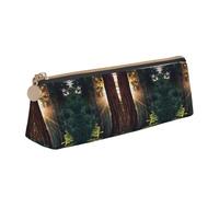 DNBCLEZK Morning Sunlight in Wilderness Cute Leather Triangular Pencil Case,Premium Smooth Zipper Durable Metal Puller,Full-Print Designer Stationery Organizer for School Office