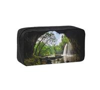 DNBCLEZK Mountain Waterfall Simple Large-Capacity Pencil Case with Full Print,600d Oxford-Fabric,Durable Sturdy,Smooth Zipper, Pen Holder for School Office Travel