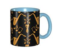 DNBCLEZK Musical Notes Treble Double Color Full Wrap Design Ceramic Mug,Coffee Cup with Smooth Gloss Finish, Heat-Resistant Safe, Ideal for Home, Office